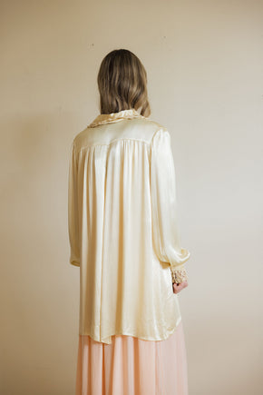 1930s yellow silk satin lingerie coat