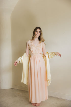 1930s yellow silk satin lingerie coat