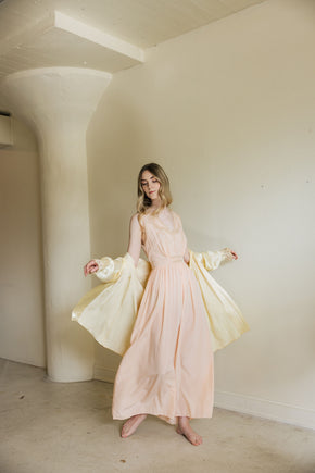 1930s yellow silk satin lingerie coat