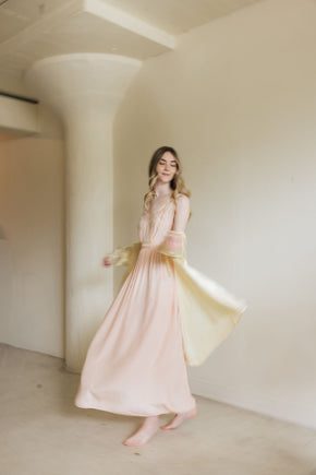 1930s yellow silk satin lingerie coat