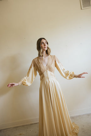 1930s silk lace trousseau robe