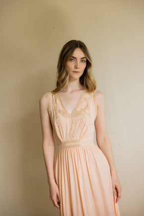 1930s peach silk lace lingerie gown