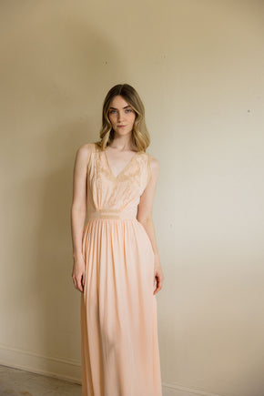 1930s peach silk lace lingerie gown