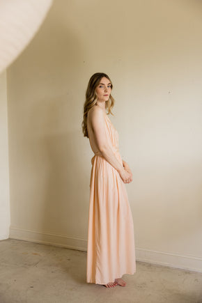 1930s peach silk lace lingerie gown