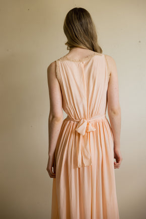 1930s peach silk lace lingerie gown