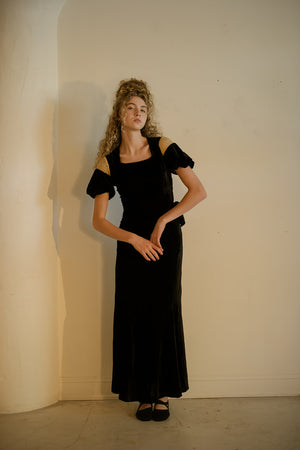 1930s silk velvet evening dress