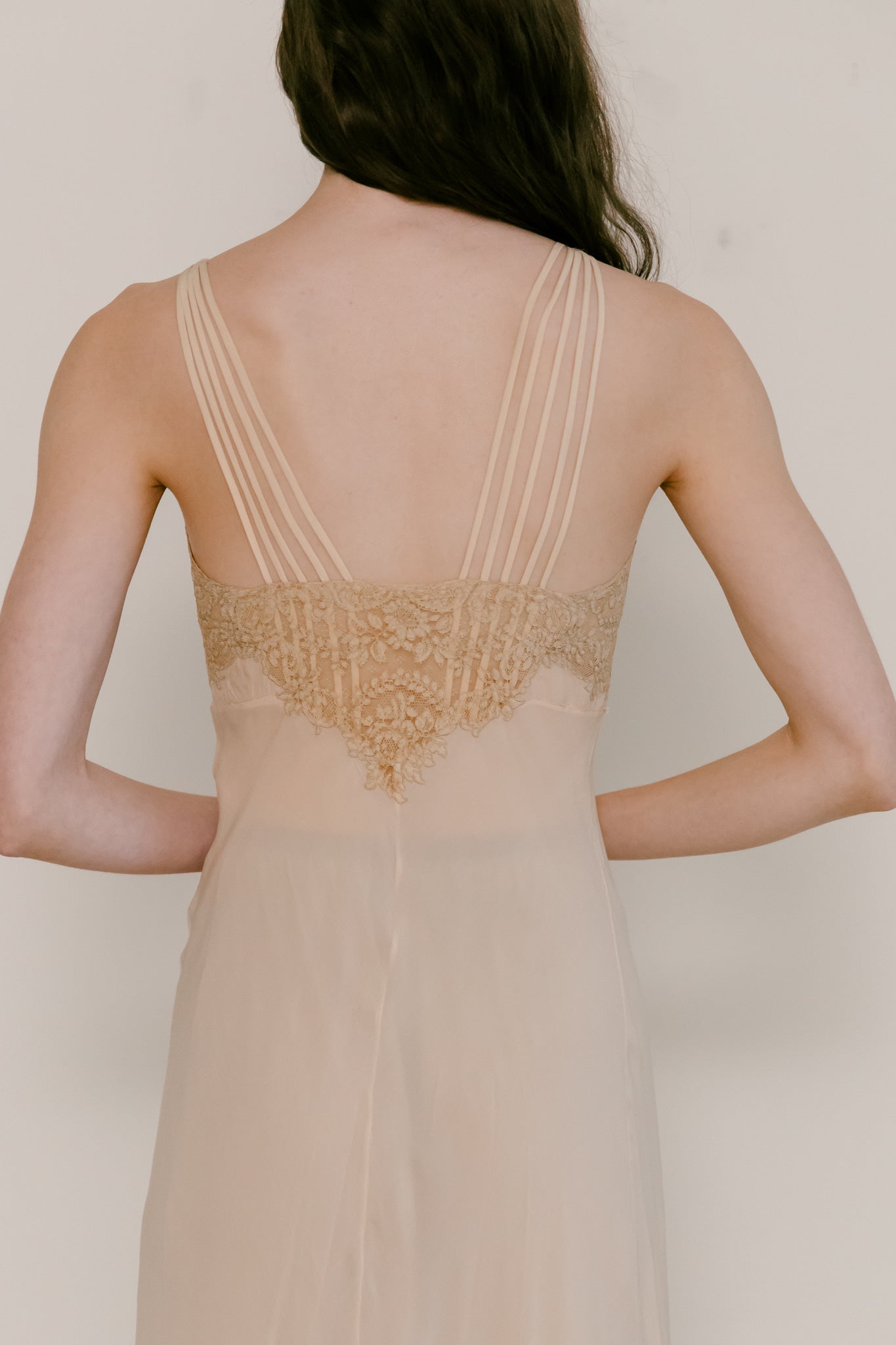 1930s 'Sonia' silk lace bias cut slip gown
