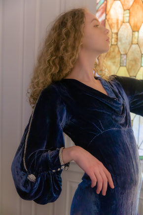 1930s jewel tone silk velvet gown
