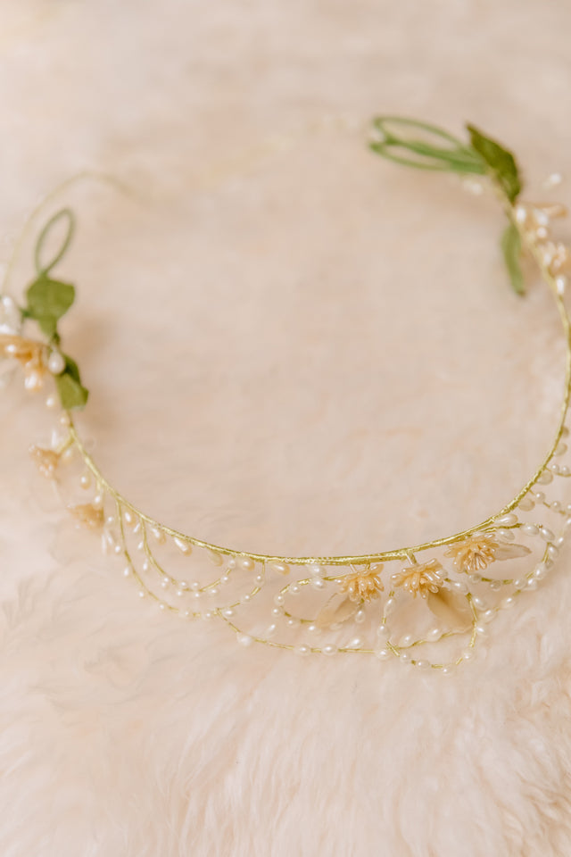 1920s wax seed pearl flower crown