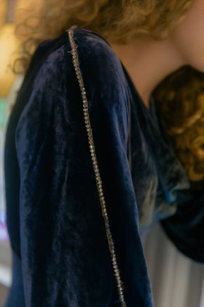 1930s jewel tone silk velvet gown