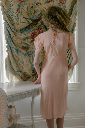 1940s Italian silk lace puff sleeve dress Iris and Laura Milano