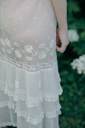 Antique 1920s embroidered french net dress