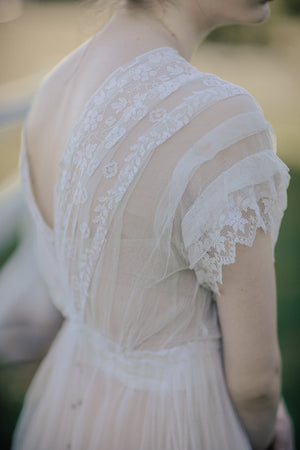 Antique 1900s tiered french lace dress