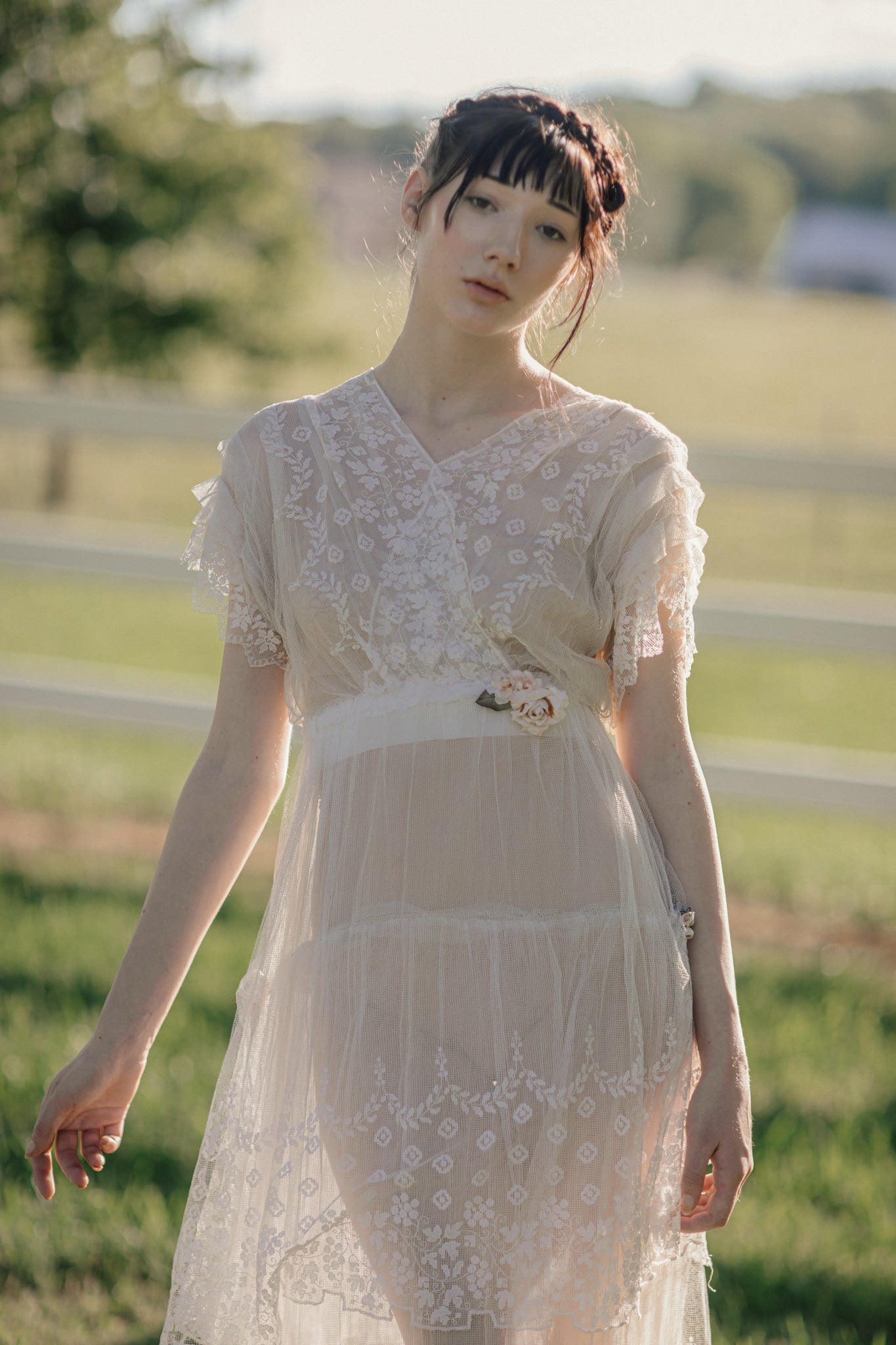 Antique 1900s tiered french lace dress