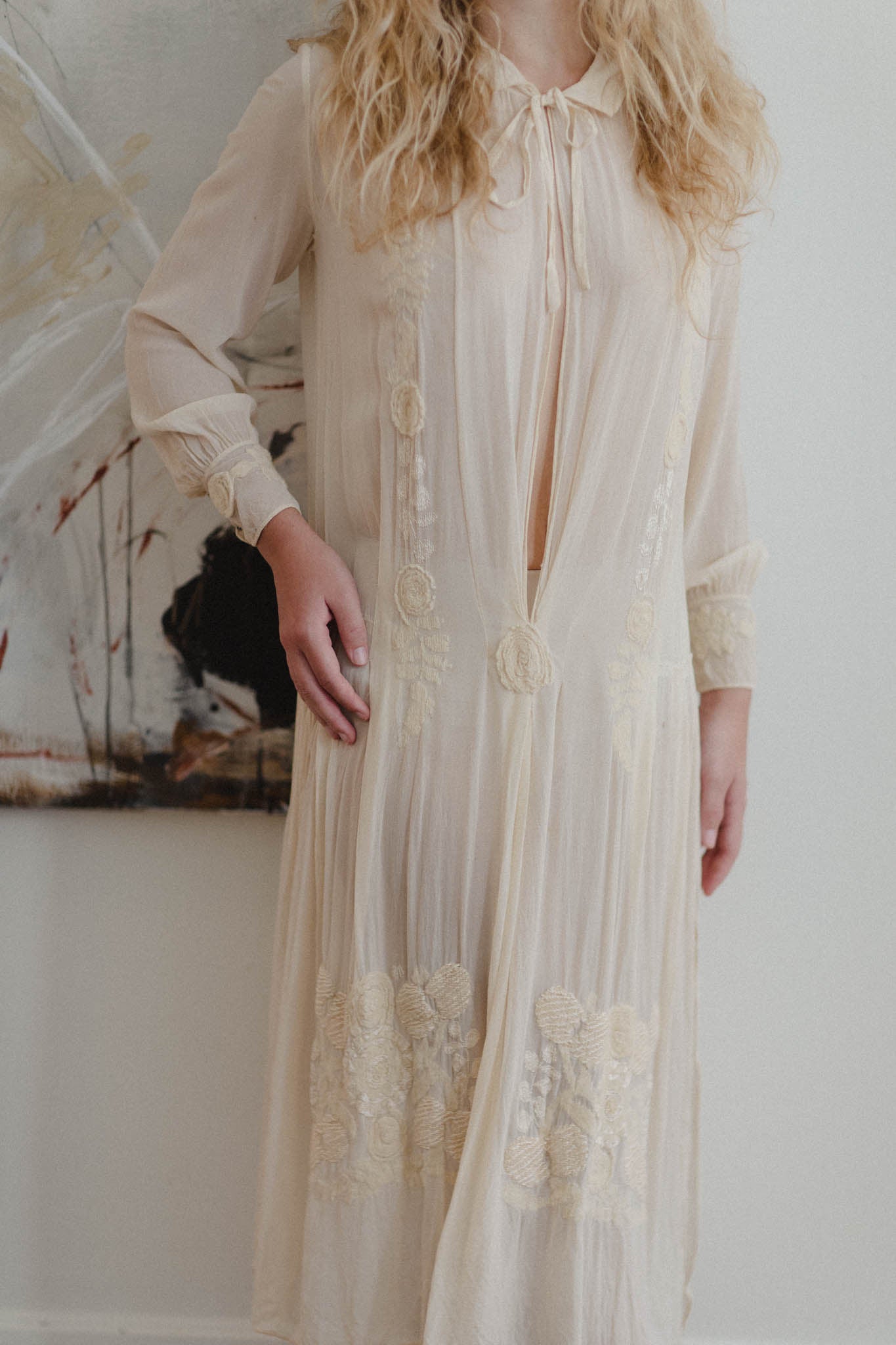 1920s silk voile tunic flapper dress