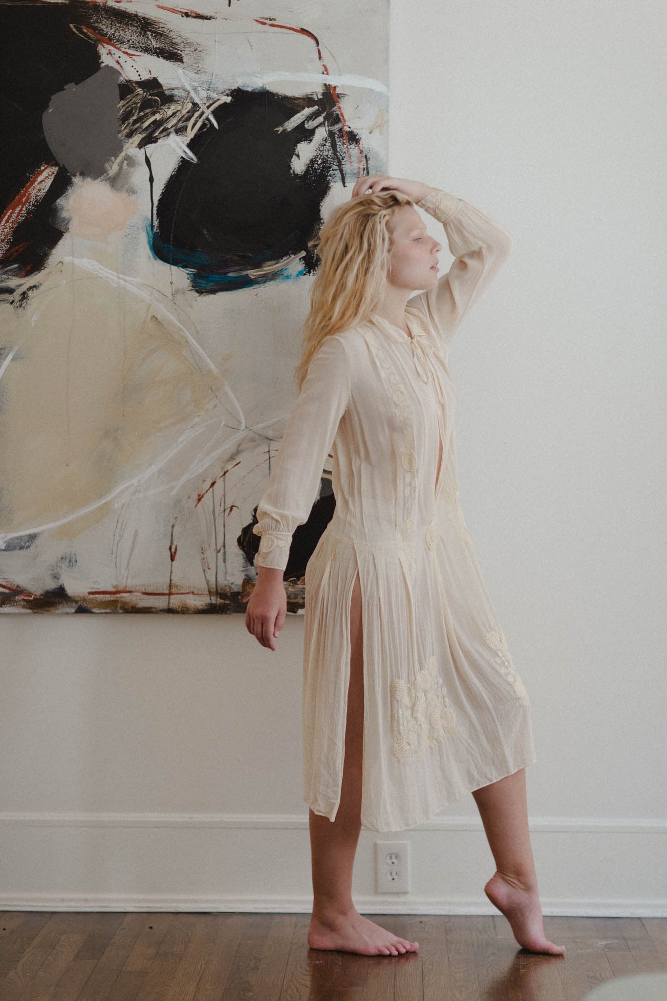 1920s silk voile tunic flapper dress