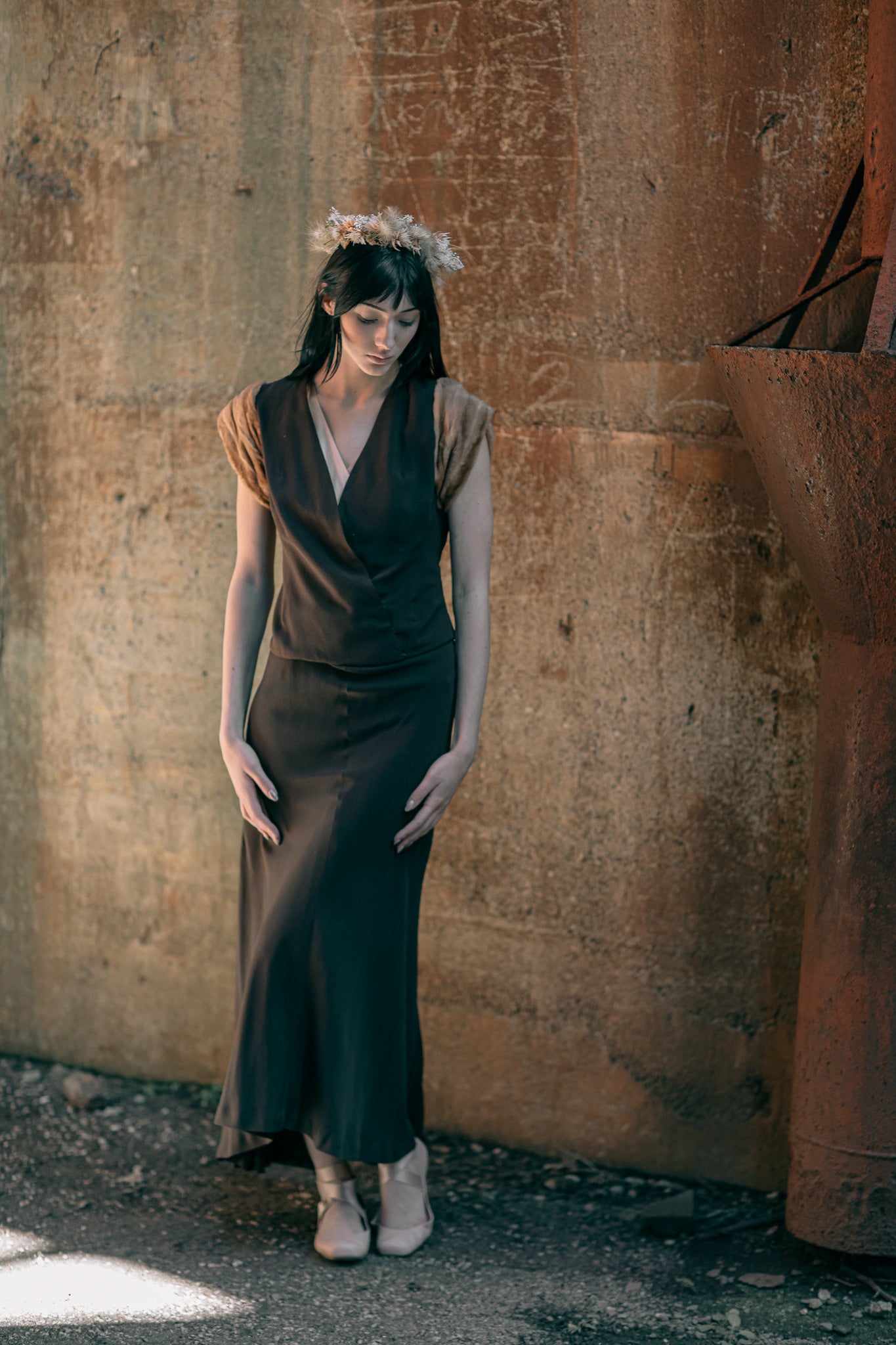 winter suit dress Wool Winter A-line Dress 3XL / Dark Chocolate