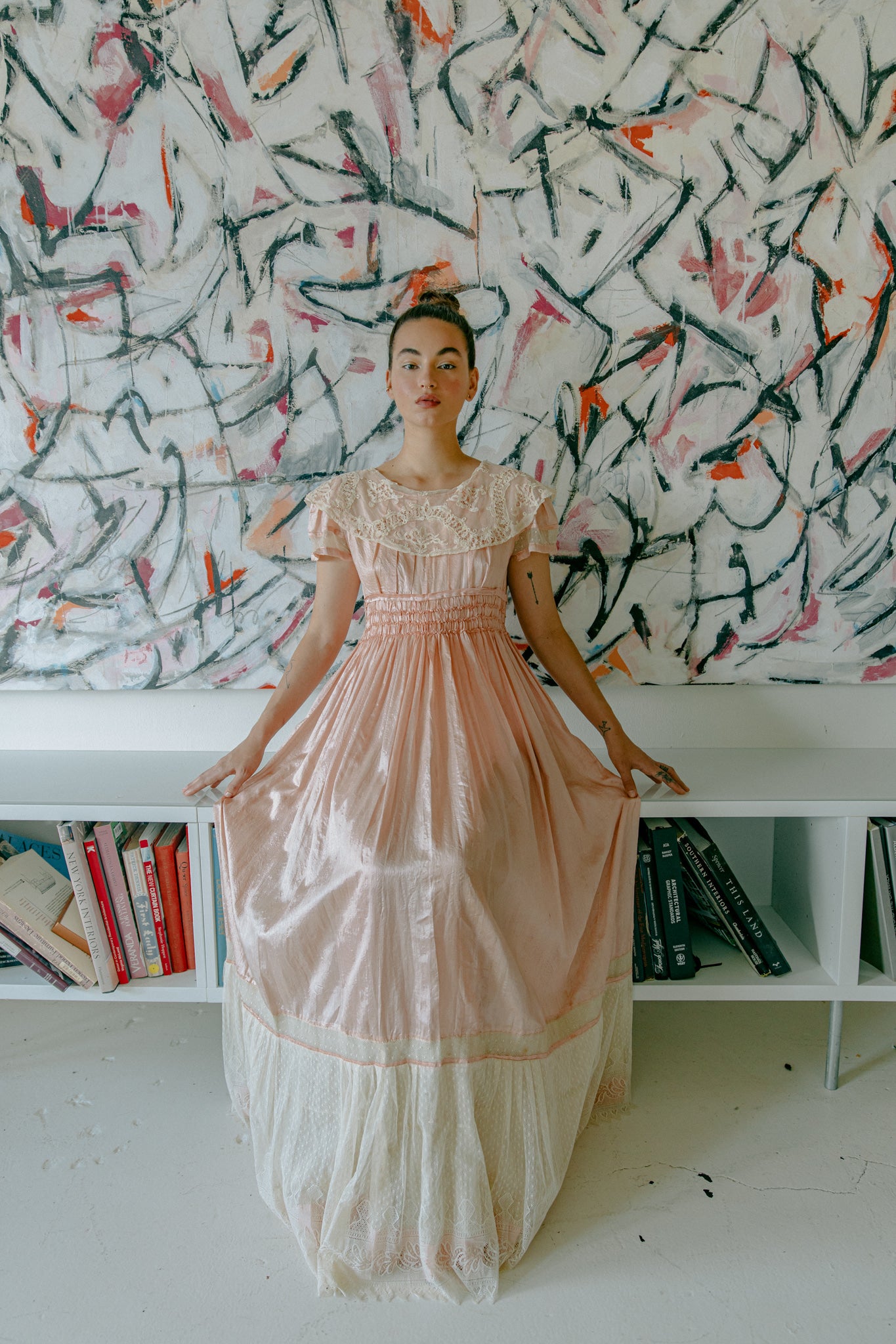 edwardian silk dress & lace gown – Devore Vintage plus size club dresses Color:LIGHT SALMON Product Description Super soft Lace Embelleshed Slip Dress