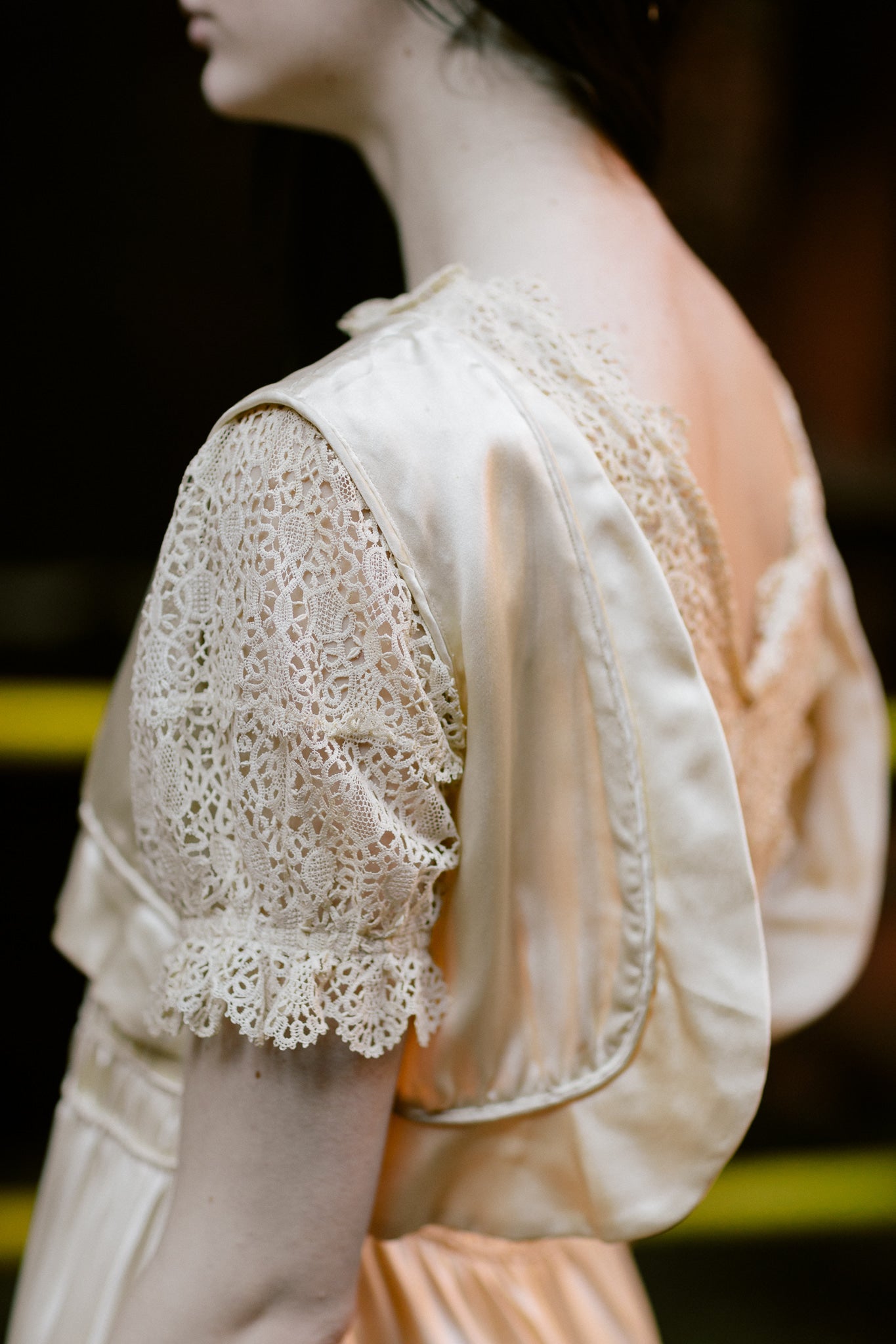 Edwardian silk lace wedding gown