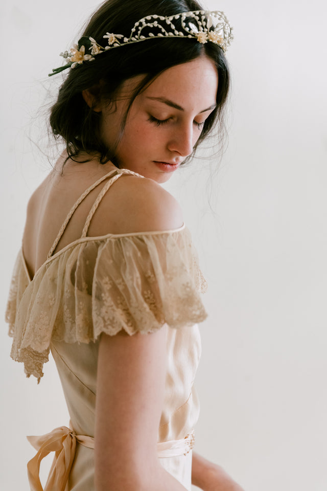 1920s wax seed pearl flower crown