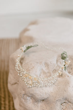 1920s wax seed pearl flower crown
