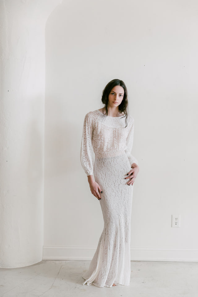 1930s ivory lace gown