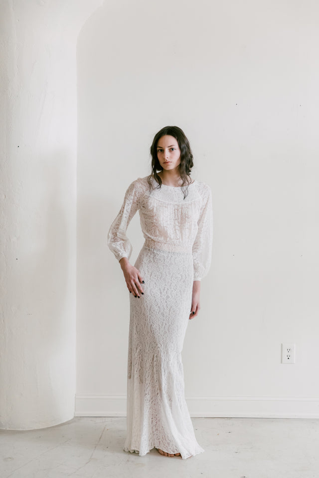 1930s ivory lace gown