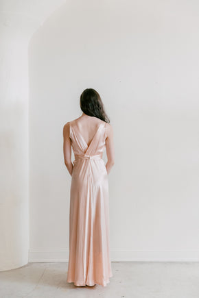 1930s ballet pink liquid satin gown