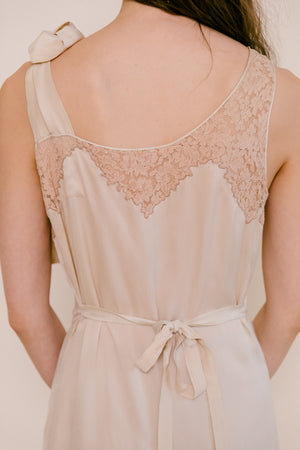 1930s French silk asymmetrical lace dress