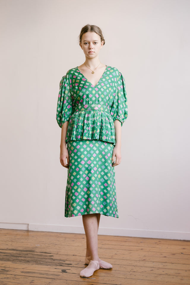 Vintage printed silk dress