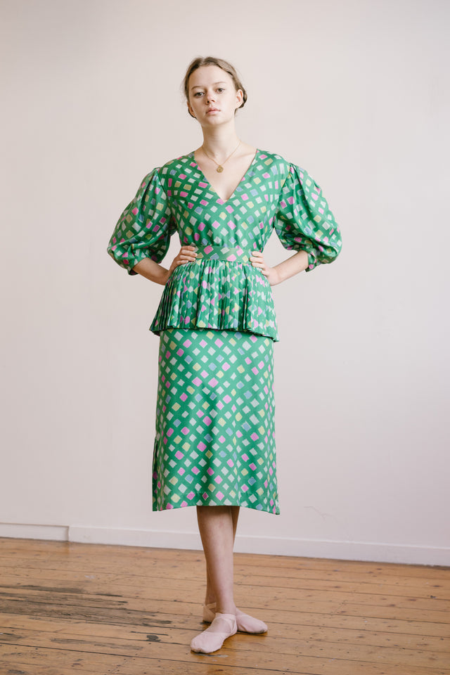 Vintage printed silk dress