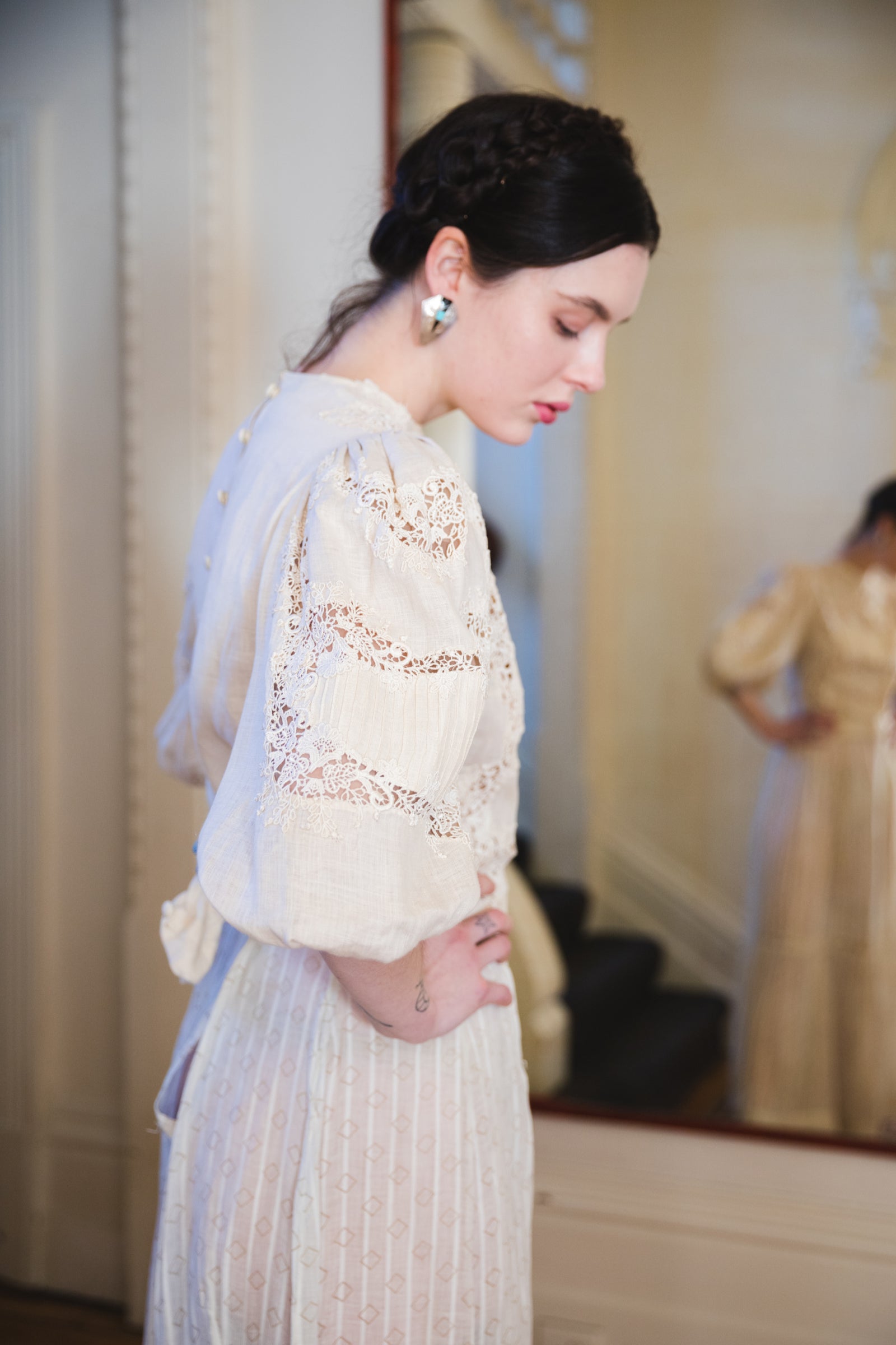 the virgins flower cotton lace skirt