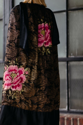 1920s silk lamè floral opera cape