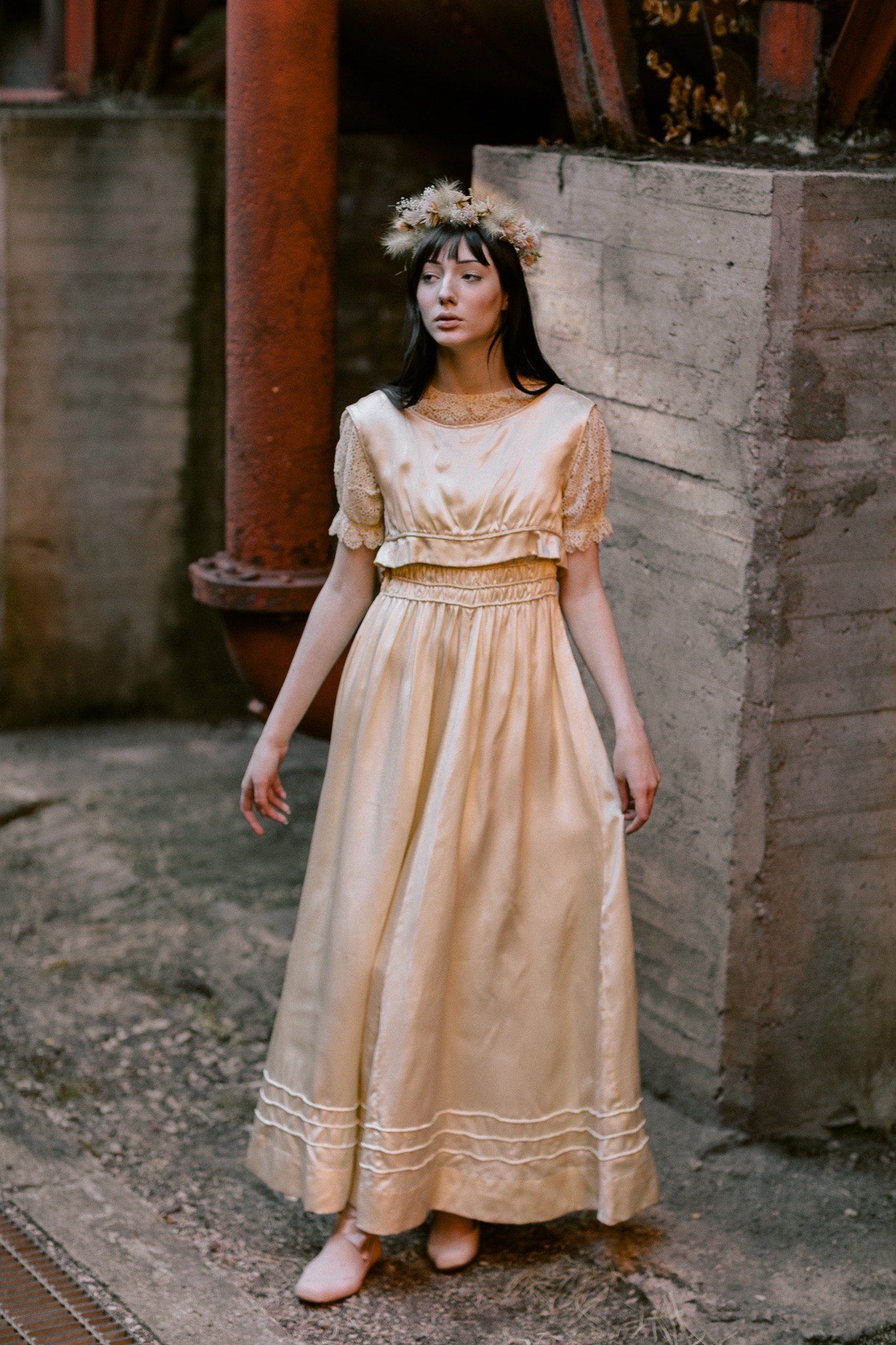 Edwardian silk lace wedding gown – Devore Vintage