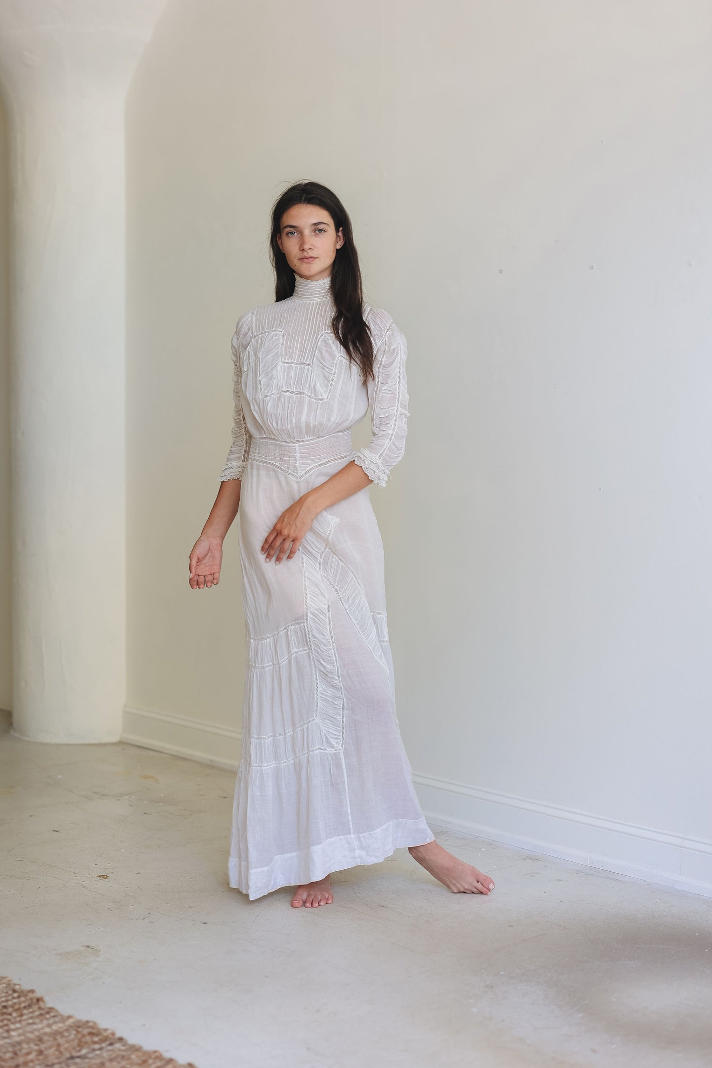 Edwardian cotton lawn gown Devore Vintage Edwardian cotton lawn gown Devore Vintage