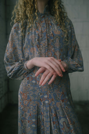 1970s English paisley silk dress