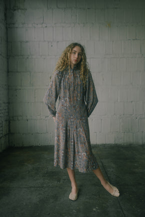 1970s English paisley silk dress