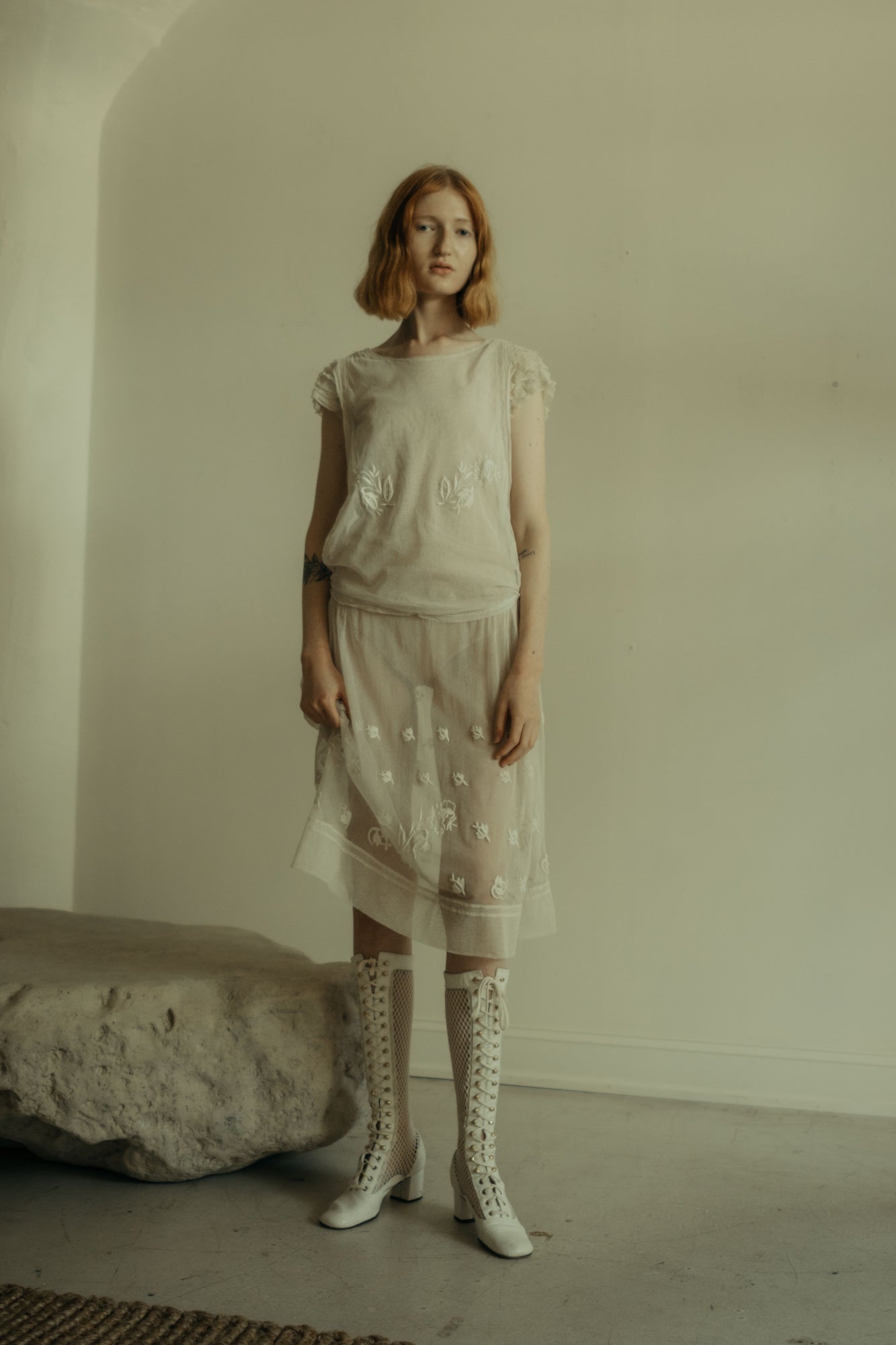 1920s French embroidered tulle dress  Devore Vintage
