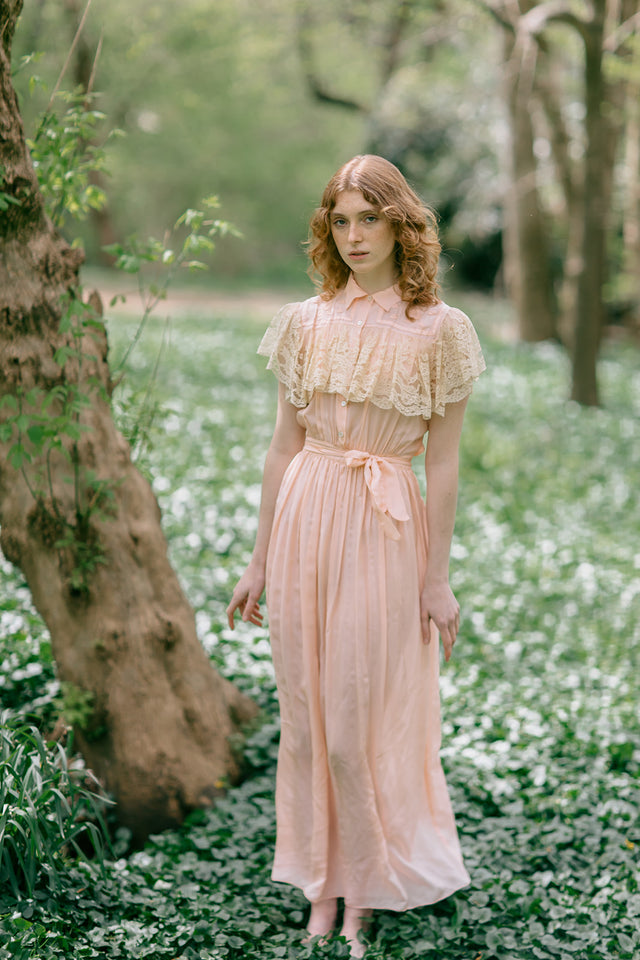 1930s embroidered silk lace nightgown Paris