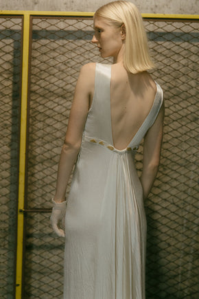 1930s textured satin beaded gown