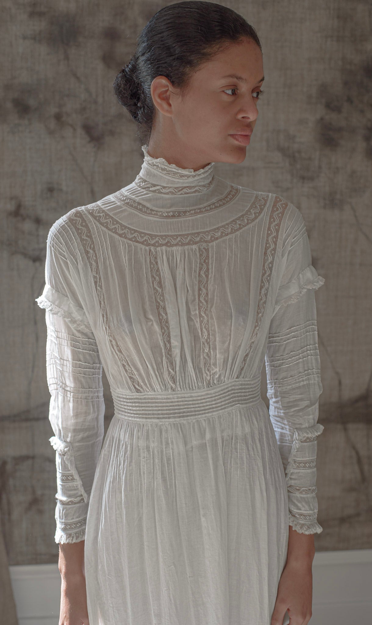 Edwardian cotton lace lawn dress