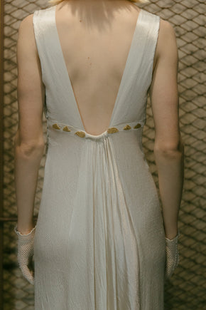 1930s textured satin beaded gown