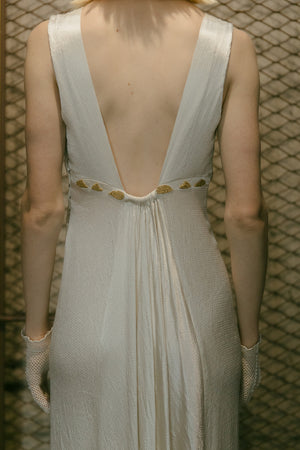 1930s textured satin beaded gown