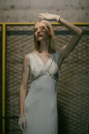 1930s textured satin beaded gown