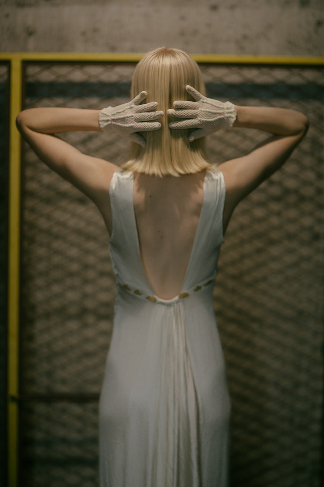 1930s textured satin beaded gown
