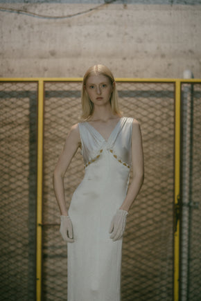 1930s textured satin beaded gown
