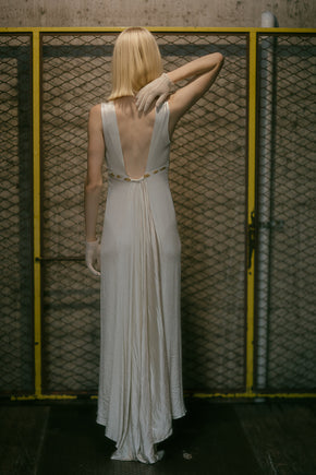 1930s textured satin beaded gown