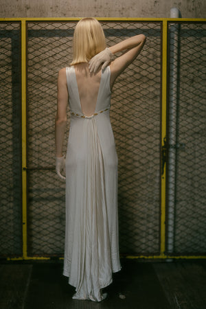 1930s textured satin beaded gown