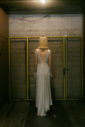 1930s textured satin beaded gown