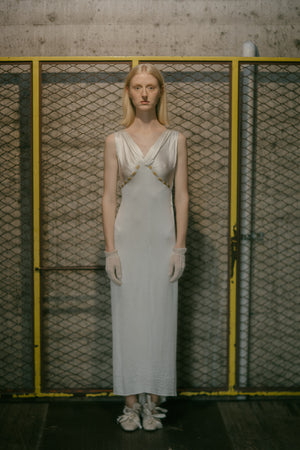 1930s textured satin beaded gown